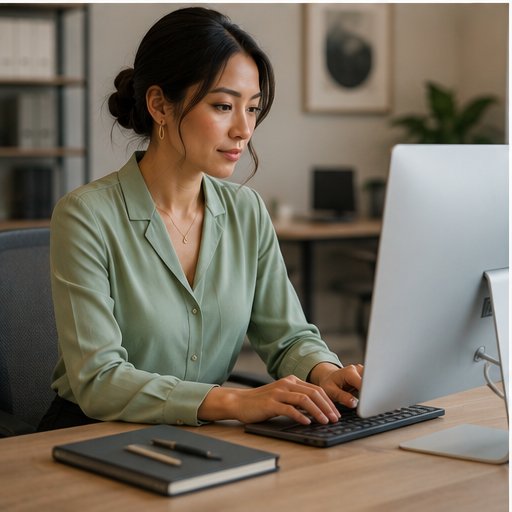 A professional woman working at her computer